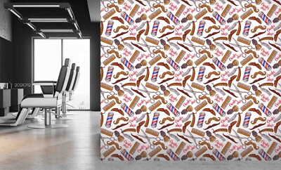 3D Barbershop Illustration Pattern Wallpaper Wall Murals Removable Wallpaper