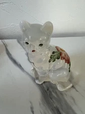 Vtg. Fenton cat Figurine opalescent translucent hand painted