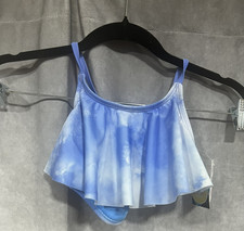 Breaking Waves Big Girls Blue. Flounce Bikini Swimtop Size 10