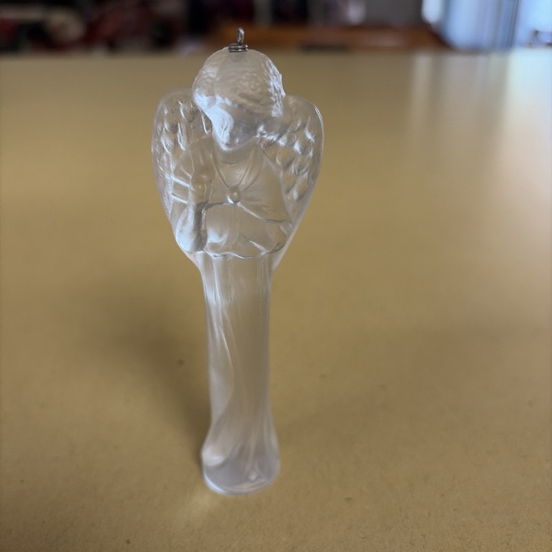 Cristalleries Royales de Champagne Frosted Glass Angel Ornament from France