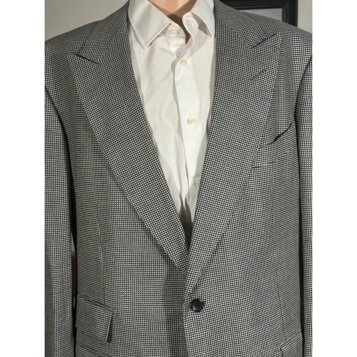 Tom Ford Silk Houndstooth Blazer 60L 50L US Men Peak Lapel Sport