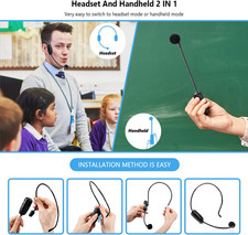 Wireless Microphone Headset, UHF Wireless Headset Mic System, 160Ft Range,1/8...