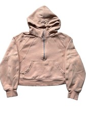 Lululemon Scuba Oversized Half Zip Hoodie Pink Cropped Pullover M/L Women s