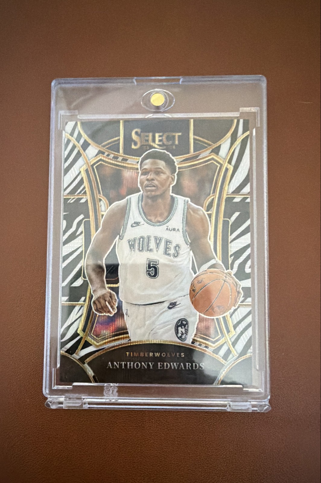 2023-24 Panini Select Mezzanine Level Anthony Edwards #364 Zebra Prizm Case Hit