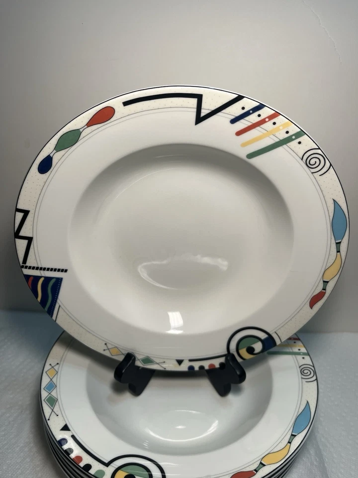 6 cuencos de sopa Seven Mikasa Ultimate Plus + HEADLINE de borde grande 9,5" 796 en muy buena condición Foto 3 de 4