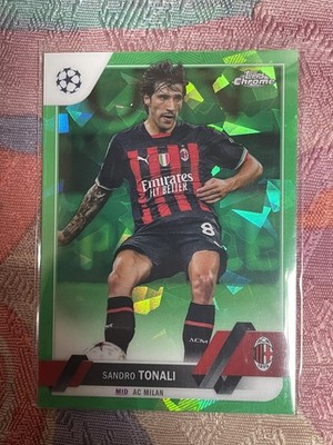 2021-22 Topps Finest UCL Sandro Tonali /70 Prizm Emerald Refactor AC Milan #128