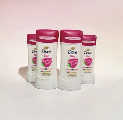 4x Dove Teens Strawberry Sparkle Deodorant 2.6oz Aluminum Free NEW Sealed