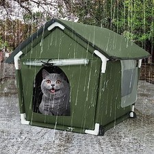 Outdoor cat house weatherproof shelter for indoor or feral cats