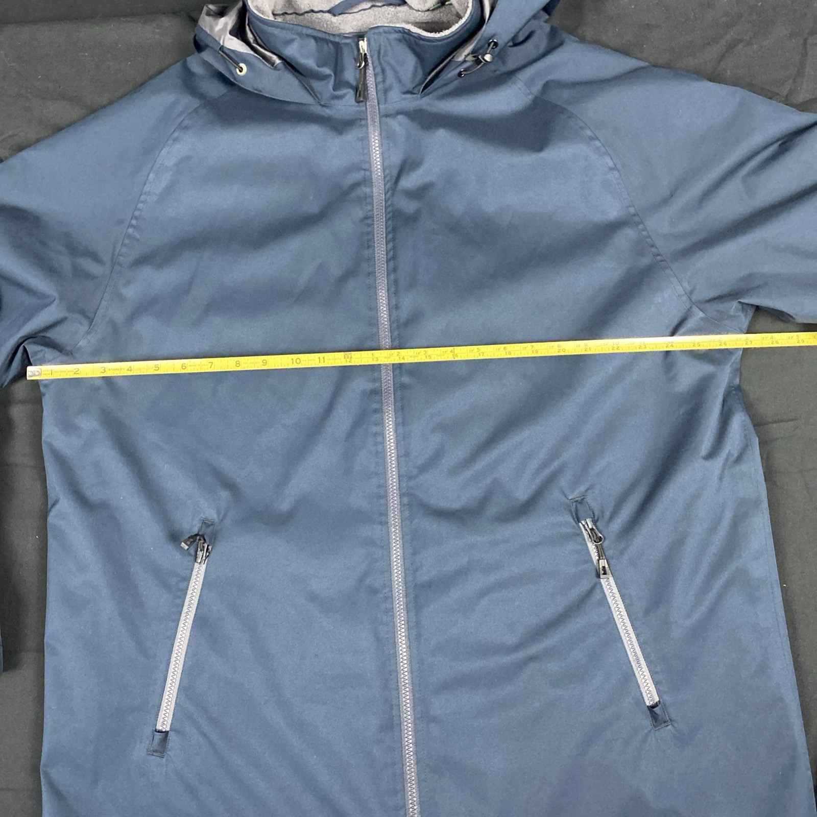 Orvis Men's XL Blue Cascade Bone-Dry Hooded Parka with Gray Fleece Lining