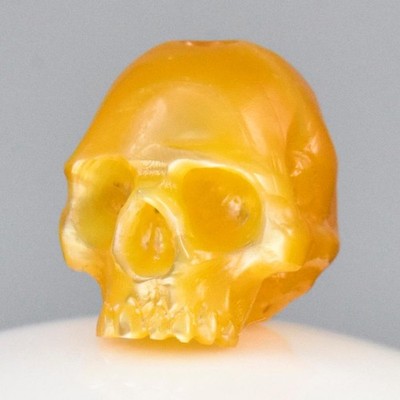 12.50mm Human Skull Bead Carved Golden Mother-of-Pearl Vertical drilled 1.42g