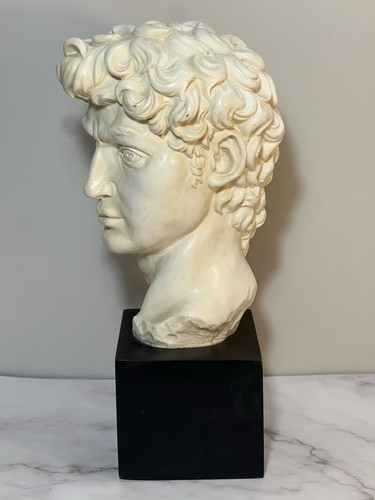 Vtg. Michelangelo David Head Bust Marble Sculpture Santini 9” - 13” w/Base - Picture 2 of 9