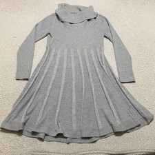 Calvin Klein Womens Large Sweater Dress Gray Cowl Neck Fit & Flare Ribbed