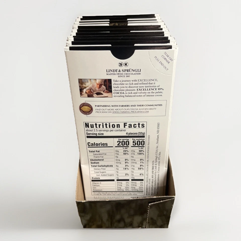 Barra de chocolate negro Lindt Excellence con 95 % cacao (paquete de 11) 2,8 oz cada una Foto 4 de 4