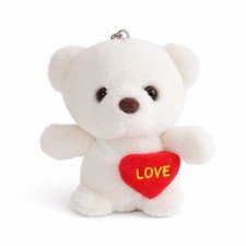 5 Inch White Teddy Bear Plush Keychain Love Heart Valentine s Day Gift Mini Toys