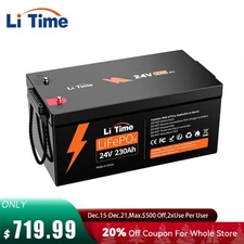Litime 24V 230Ah LiFePO4 Battery Deep Cycle 200A BMS 5888Wh for Solar RV Marine