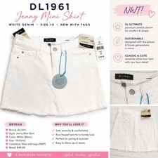 DL1961 Jenny Girls White Denim Mini Skirt Size 10 NWT Raw Frayed Hem
