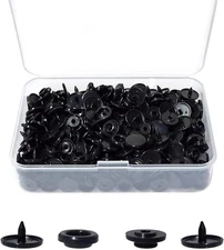 100 Sets T5 Plastic Snaps Round Resin Buttons for Clothing T5, Black 