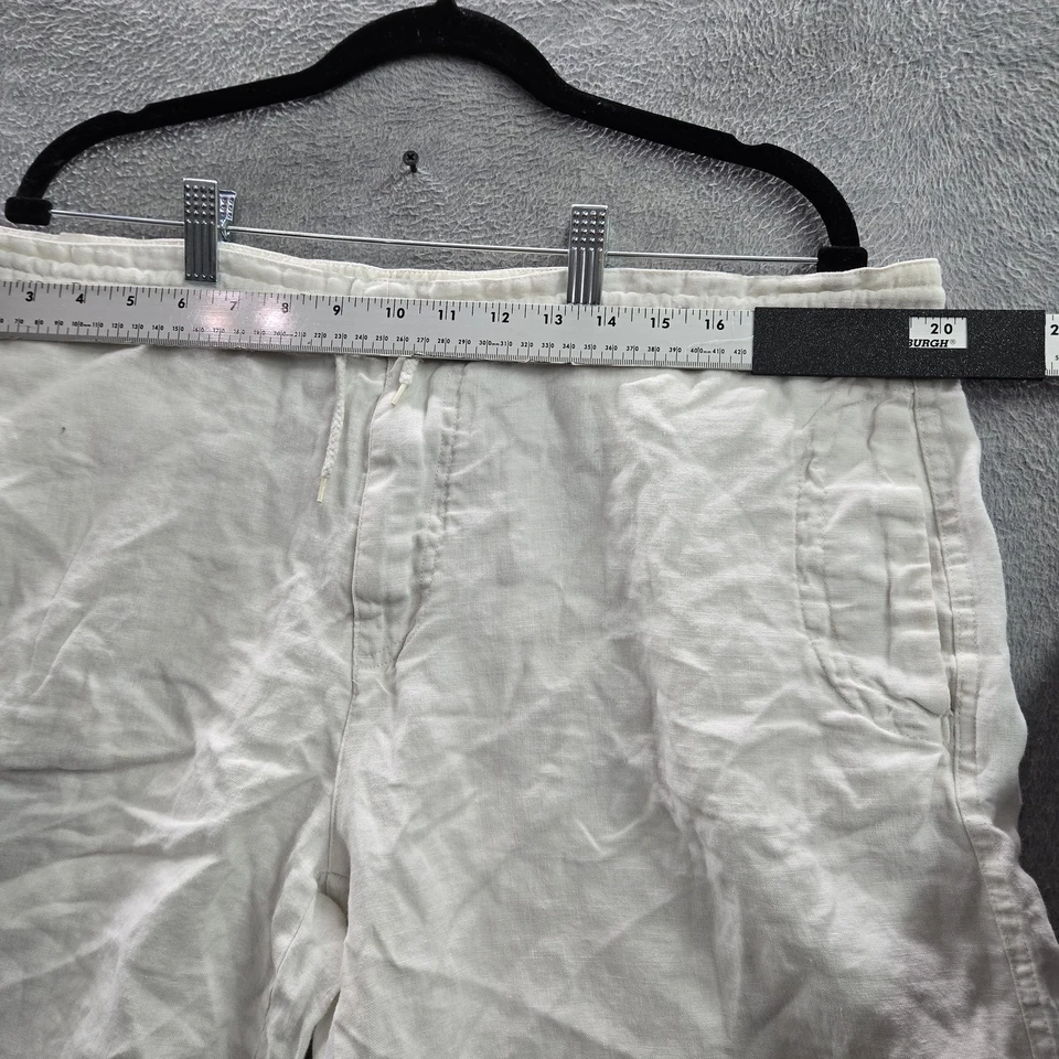 Pantalones Cortos Toscano Hombre XL Blanco Lino Botón 9" Entrepierna Foto 3 de 4