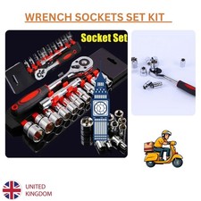 1/4" RATCHET WRENCH SOCKETS SET KIT QUARTER INCH DRIVE METRIC HOLDER RAIL RACK