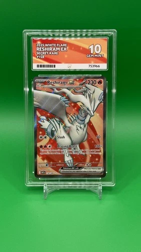 Reshiram 158/086 White Flare Pokemon Card ACE 10 GEM MINT Perfect Subgrades