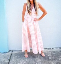 Entro Cotton Candy Skies Striped Midi Dress Size L