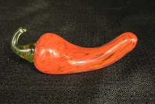 Vtg Art Glass Swirl Red Chili Pepper Hand Blown Vegetable Paperweight Sculpture