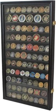 DisplayGifts Military Challenge Coin Display Case Poker Chips Black Finish 