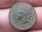 1871 Indian Head Cent Penny- Bold N, Fine/VF Obverse Details, Partial LIBERTY