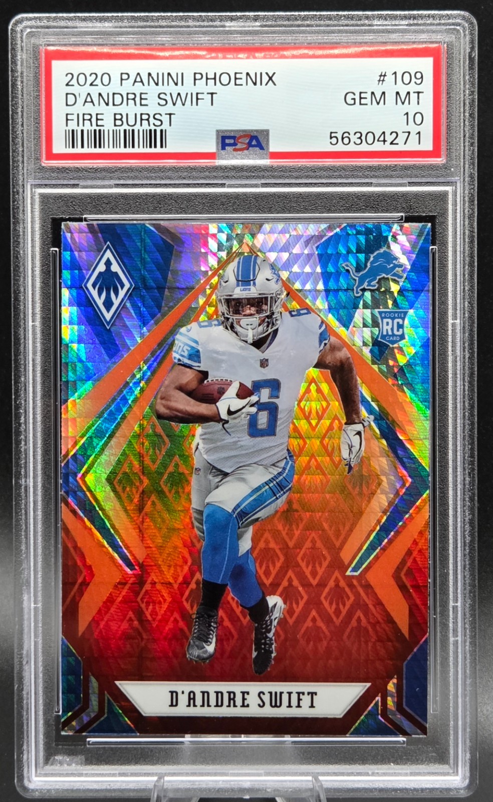2020 Phoenix D'ANDRE SWIFT Fire Burst Refractive Rookie Card PSA 10 Gem Mint