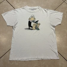 Vintage 80s Bloom County Opus Cartoon Penguin Comic Shirt Medium White USA VTG