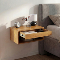 Nachttisch Pure - 50Cm - Braun Honey Finish - Mangoholz - Mit Schublade HäNgend