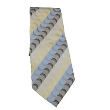 Men's Necktie Yellow Blue Gray Striped Silk Classic