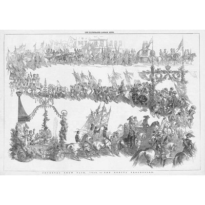 COVENTRY The Godiva Procession at the Show Fair - Antique Print 1848