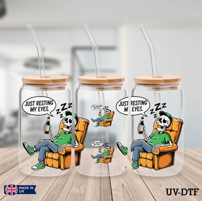Vatertag UV DTF Aufkleber - 16oz Libbey Dose Glasfolie zp864