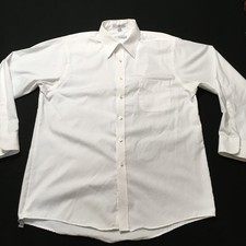 Vtg 80's TAILORED white large collar dress shirt 17 x 34 GEOFFREY BEENE stained