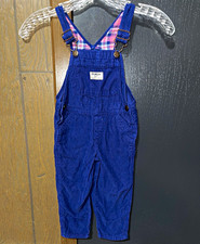 Vintage OshKosh B'gosh Corduroy Overall One-Piece, Blue Solid, Pockets, 2T