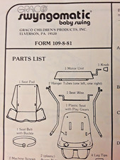 Swyngomatic Baby Swing from GRACO 1983. ASSEMBLY INSTRUCTIONS  WARRANTY Card