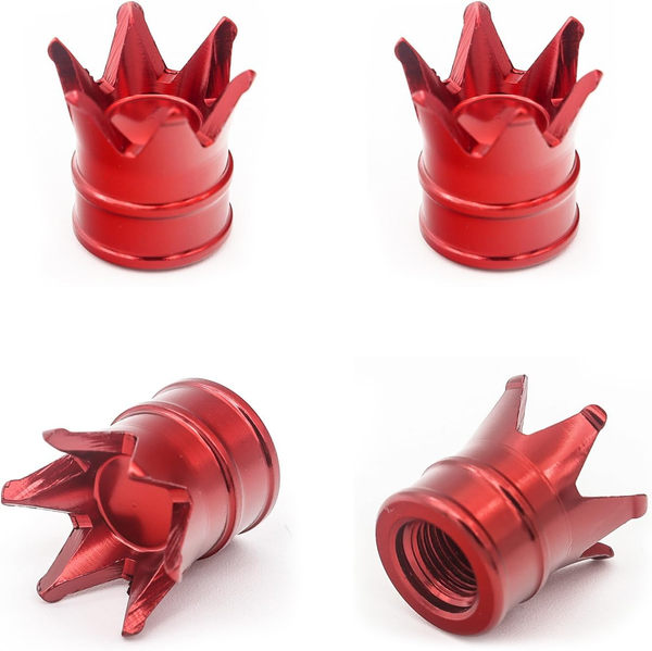 Ventilkappen Auto Krone 4Pc, Aluminium Ventilkappen Fahrrad Rot | Reifenventilka-image
