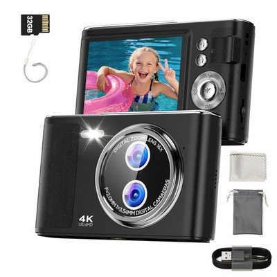 32GB Digitalkamera Kompakt 48MP Autofokus 16x Zoom Kompakt, Schwarz 