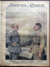 DOMENICA del CORRIERE 1940# 26 Mussolini e Hitler a Monaco 