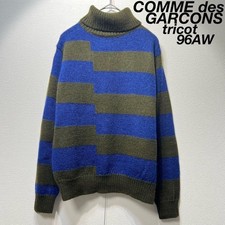 1996 tricot Comme Des Gar ons Wool Stripes Turtleneck Knit Women Japan One Size