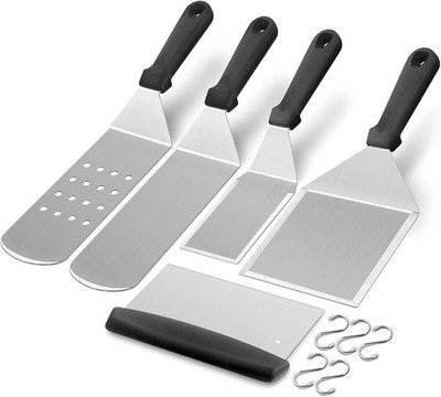 Griddle Accessories Kit of 5, Heavy Duty Metal Spatula, Professional Stainless S