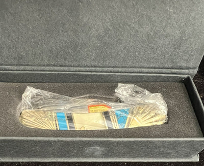Silverhorse Stoneworks Blue/Black MOP/Turquoise Barracuda pocketknife SHS-100BBW