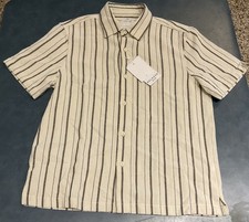 CACTUS MAN Ricky Singh Relaxed Fit Męska koszula M Kość słoniowa / Czarna w paski Fabrycznie nowa z metką 