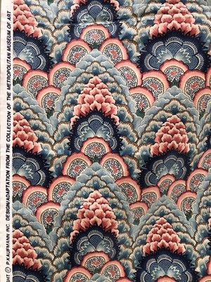 Kaufmann Metropolitan Museum of Art Polished Fabric Blue Rose/Coral Gold 54 x40 