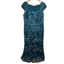 Alex Evenings Women Sequin Embroidered Gown 16 Peacock Mother Of The Bride Groom