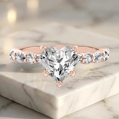 2.60 Ct Heart Cut IGI Certified Lab Grown Diamond Engagement Ring 14k Rose Gold