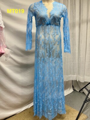 chinese dress ladies Gold Floral Sheer Lace Dress Maternity/ Non Maternity Photo Shoot Dress  Adjustable Waist YW231061 – yewendress main image 1