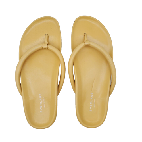 Everlane The Form Thong Sandals Womens 10 Italian Leather Cream Yellow Slip-on - Afbeelding 1 van 12