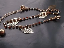 BRAND> NEW >FASHIONABLE>GOLD>PLATED>MULTI>COLOURED>STONES>FOUR>LEAF>BRACELET.
